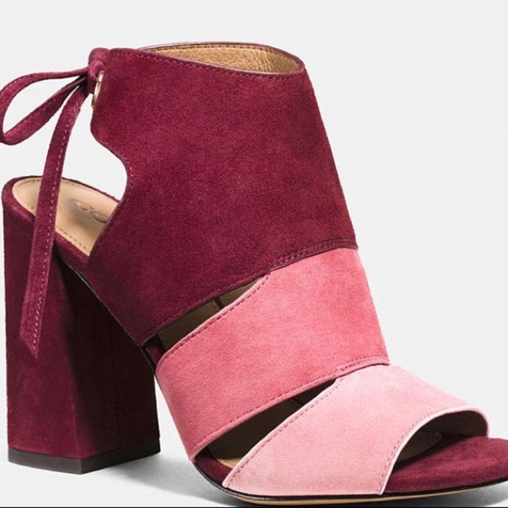 NWT Coach Minetta Color Block Heel Pink Burgundy